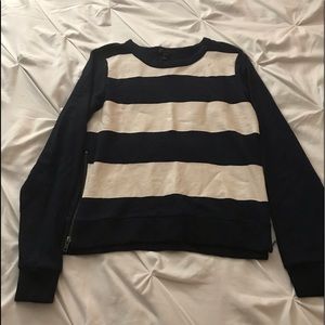 J. Crew blue and white pullover with side zippers